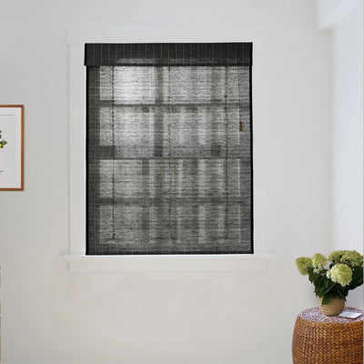 Natural Flax Bamboo Woven Shade - Black TWOPAGES CURTAINS