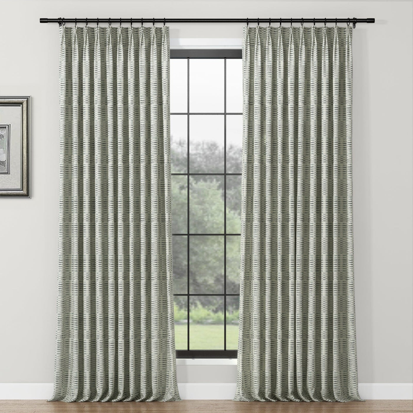 Lydia Pine Jacquard Curtain Pleated TWOPAGES