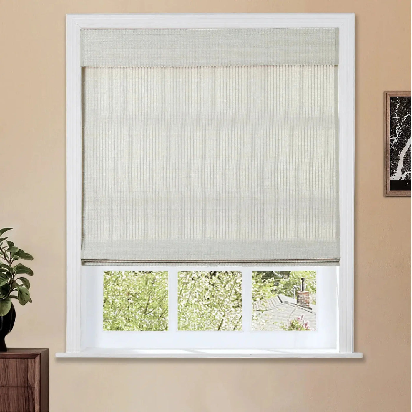 Sybil Bamboo Roman Shade - Birch White