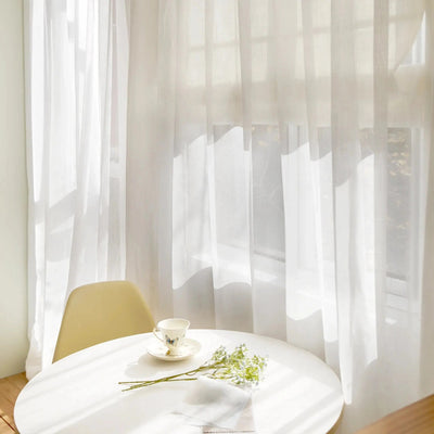 Flynn Airy Lightweight Sheer Curtain Pleated -TWOPAGES