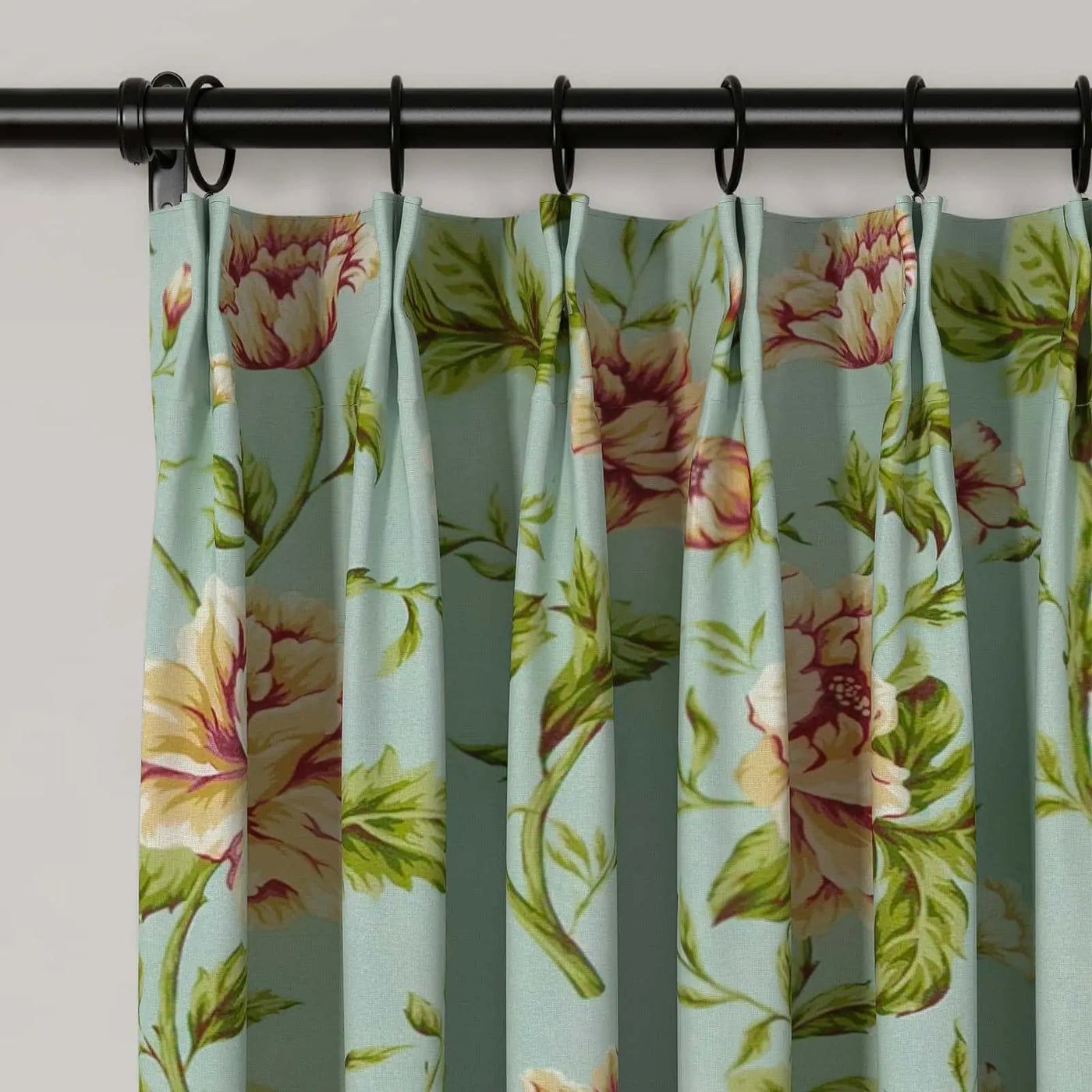 Holly Floral Pattern Boho Style Curtain Pleated TWOPAGES