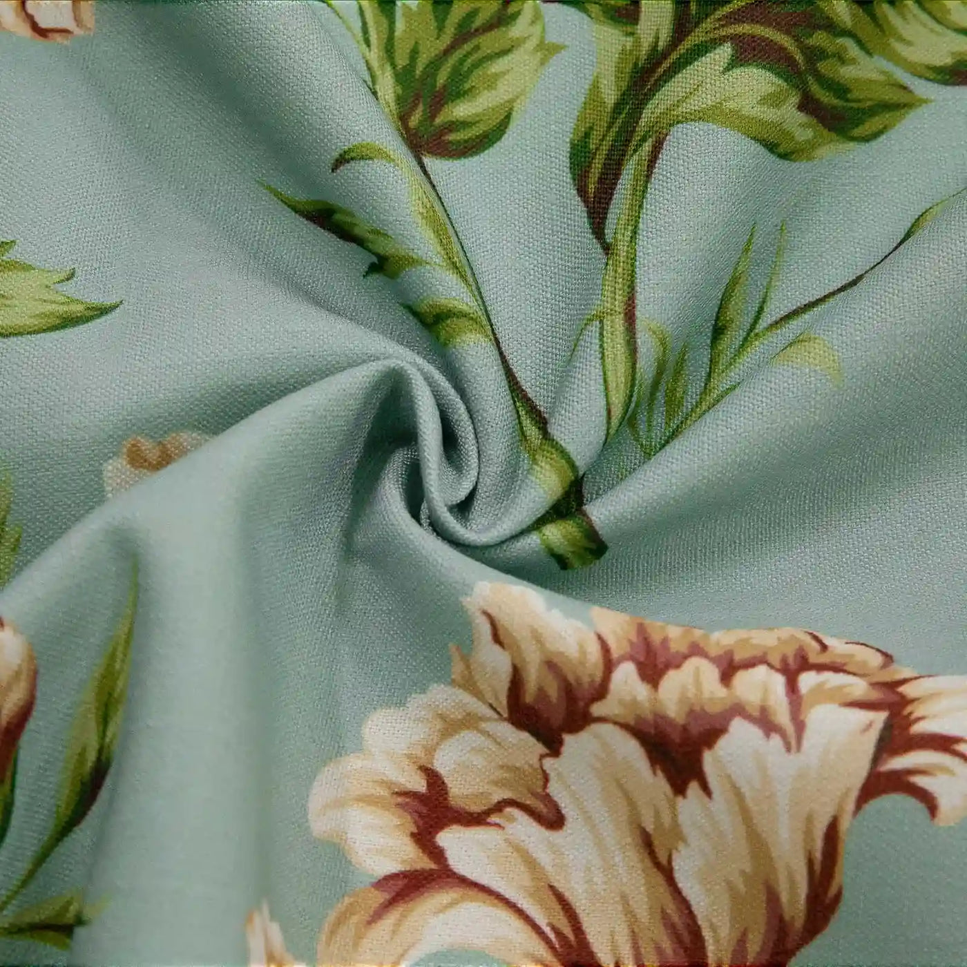 Holly Floral Pattern Boho Style Curtain Pleated TWOPAGES