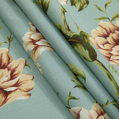 Holly Floral Pattern Boho Style Curtain Pleated TWOPAGES