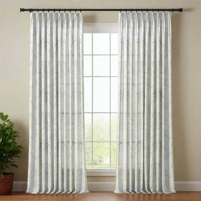 Holly Floral Pattern Boho Style Curtain Pleated -TWOPAGES