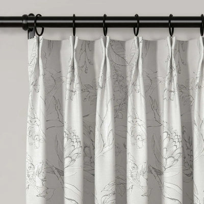 Holly Floral Pattern Boho Style Curtain Pleated TWOPAGES