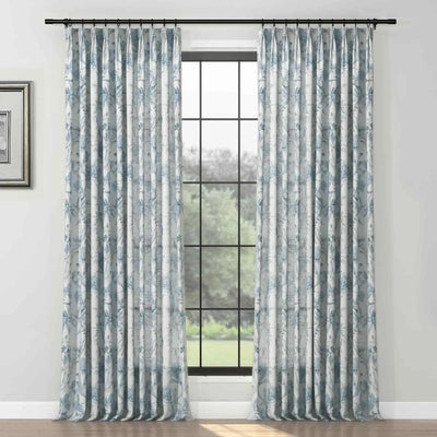 Holly Floral Pattern Boho Style Curtain Pleated TWOPAGES