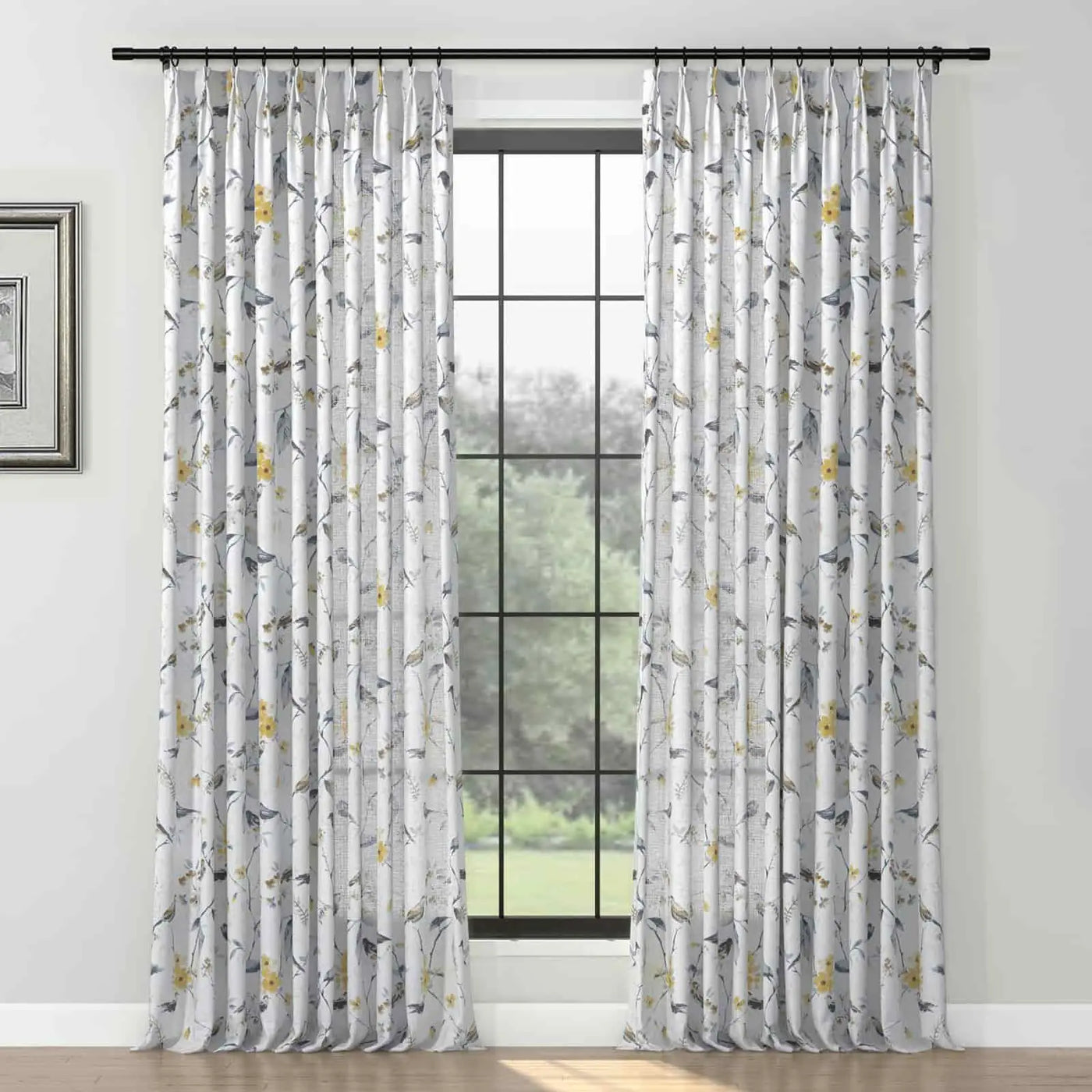 Holly Floral Pattern Boho Style Curtain Pleated TWOPAGES