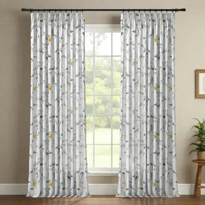 Holly Floral Pattern Boho Style Curtain Pleated -TWOPAGES