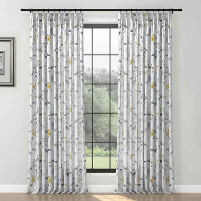 Holly Floral Pattern Boho Style Curtain Pleated TWOPAGES