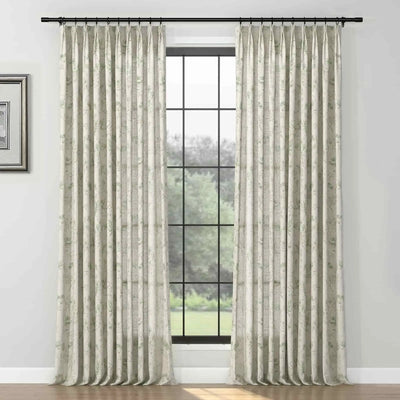 Holly Floral Pattern Boho Style Curtain Pleated TWOPAGES