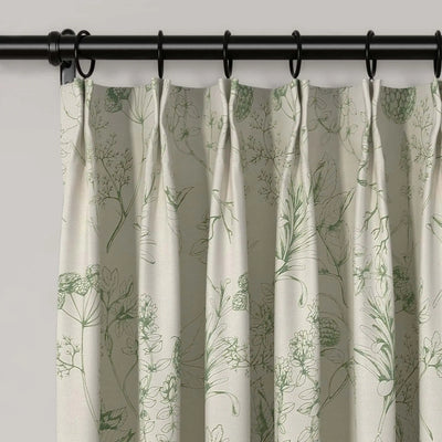 Holly Floral Pattern Boho Style Curtain Pleated TWOPAGES