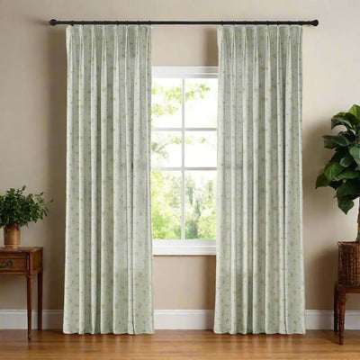 Holly Floral Pattern Boho Style Curtain Pleated -TWOPAGES