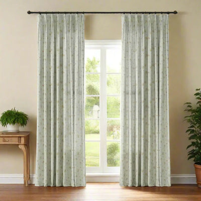 Holly Floral Pattern Boho Style Curtain Pleated -TWOPAGES
