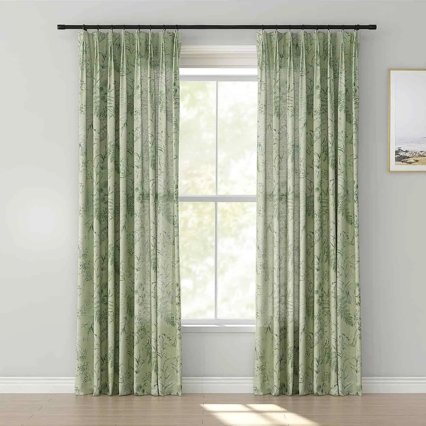 Holly Floral Pattern Boho Style Curtain Pleated TWOPAGES