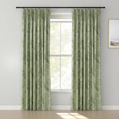 Holly Floral Pattern Boho Style Curtain Pleated -TWOPAGES