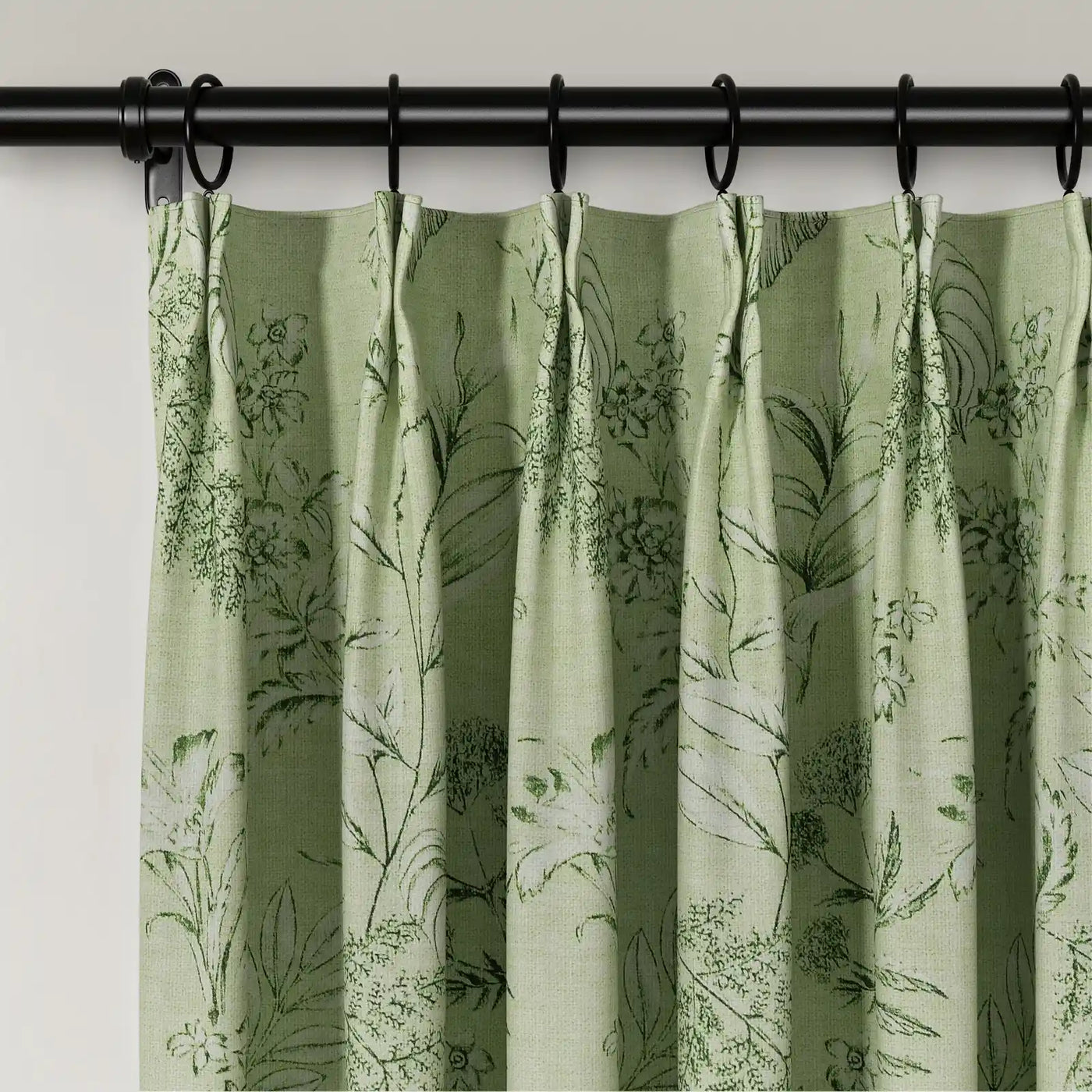 Holly Floral Pattern Boho Style Curtain Pleated -TWOPAGES