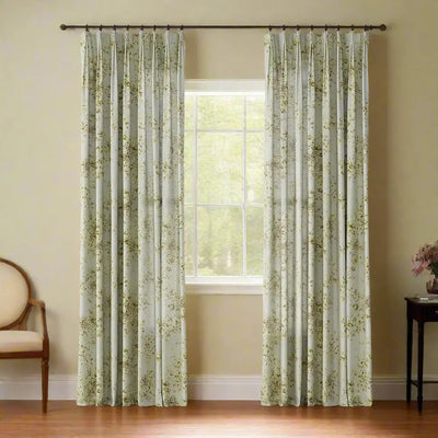 Holly Floral Pattern Boho Style Curtain Pleated -TWOPAGES