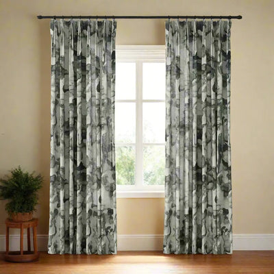 Holly Floral Pattern Boho Style Curtain Pleated -TWOPAGES