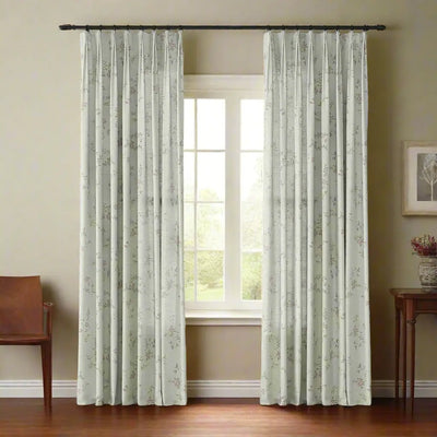 Holly Floral Pattern Boho Style Curtain Pleated -TWOPAGES