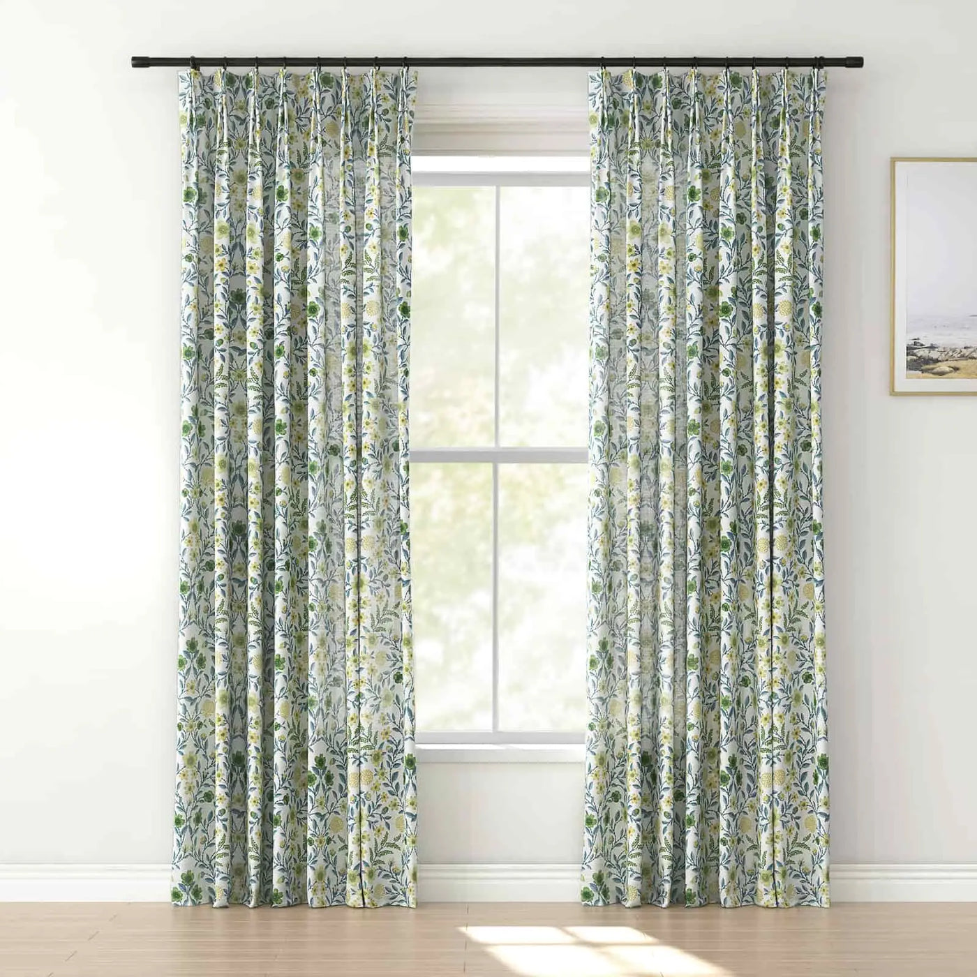 Holly Floral Pattern Boho Style Curtain Pleated TWOPAGES