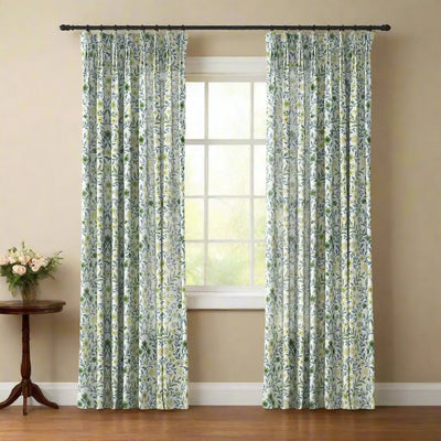 Holly Floral Pattern Boho Style Curtain Pleated -TWOPAGES