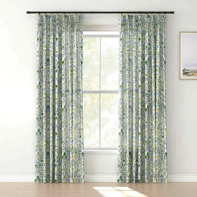 Holly Floral Pattern Boho Style Curtain Pleated TWOPAGES