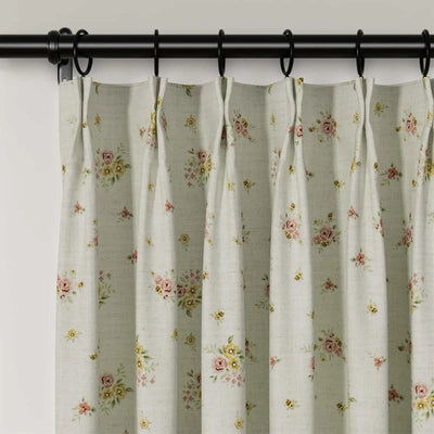 Holly Floral Pattern Boho Style Curtain Pleated TWOPAGES