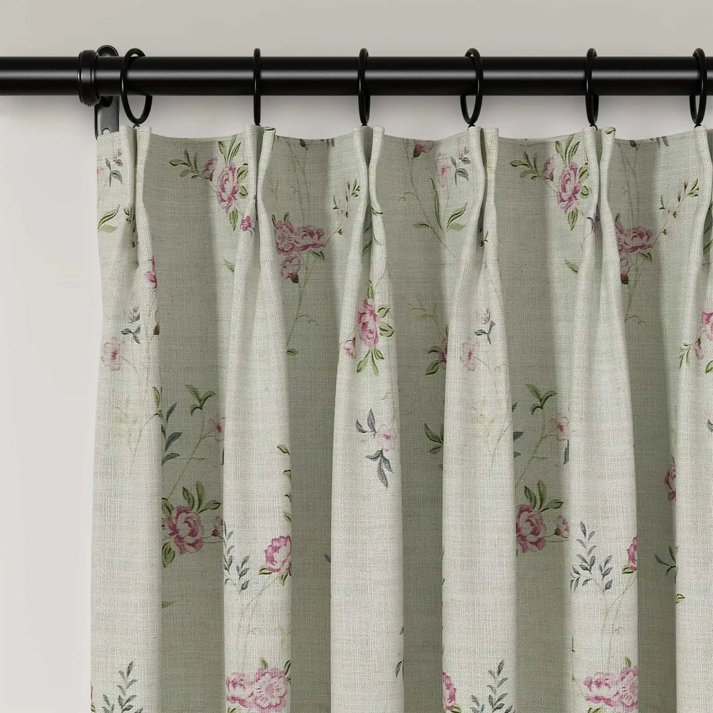 Holly Floral Pattern Boho Style Curtain Pleated TWOPAGES