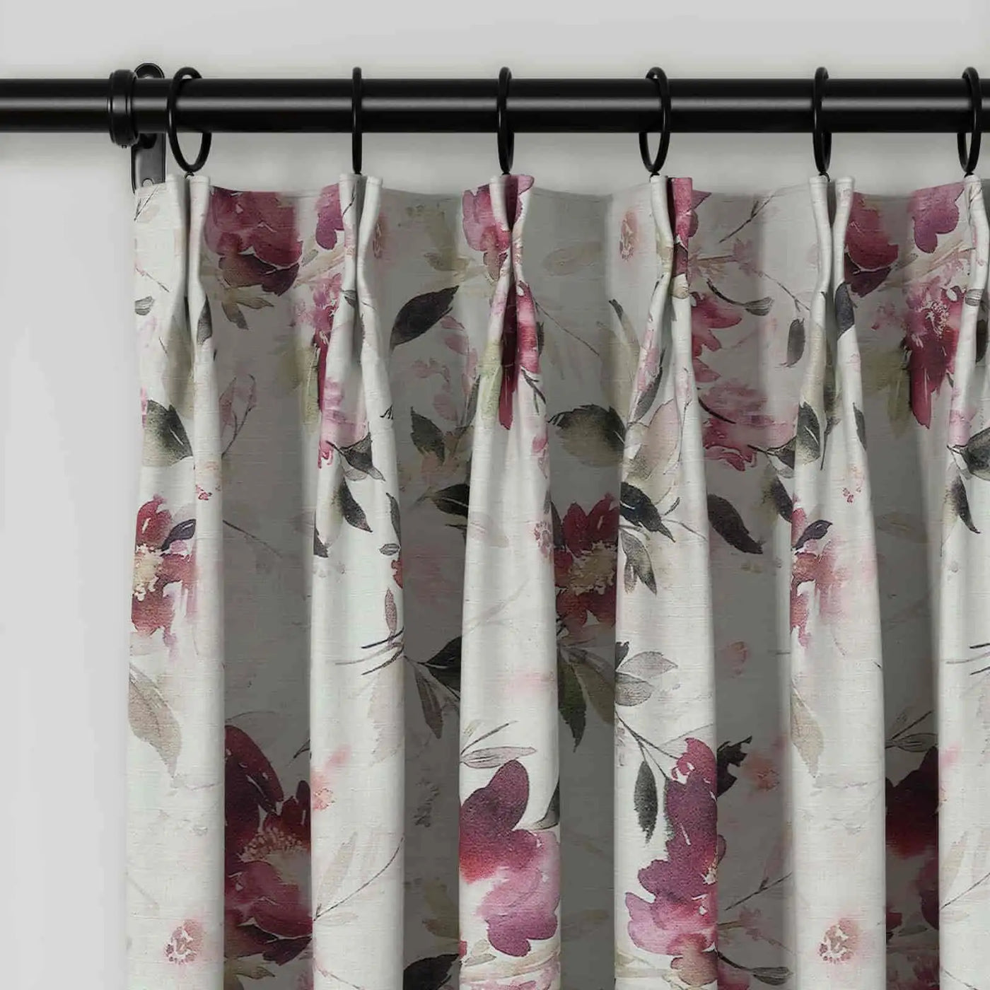 Holly Floral Pattern Boho Style Curtain Pleated TWOPAGES