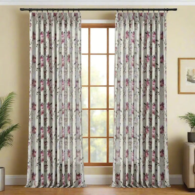 Holly Floral Pattern Boho Style Curtain Pleated -TWOPAGES