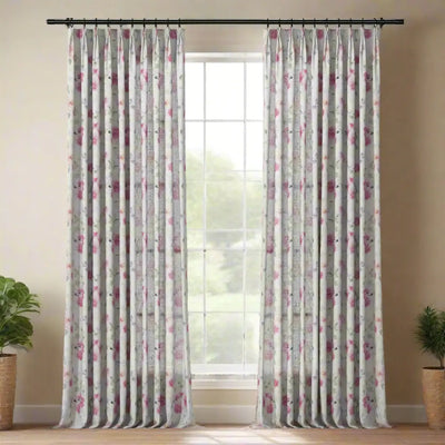 Holly Floral Pattern Boho Style Curtain Pleated -TWOPAGES