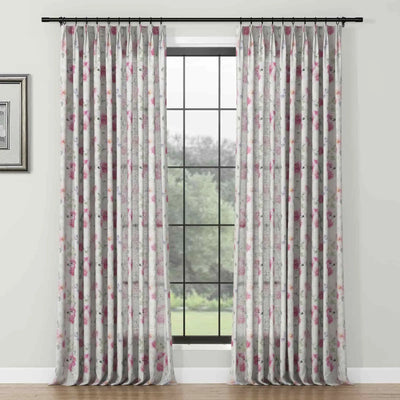 Holly Floral Pattern Boho Style Curtain Pleated TWOPAGES