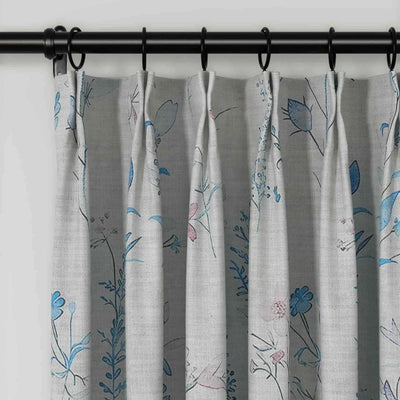 Holly Floral Pattern Boho Style Curtain Pleated TWOPAGES