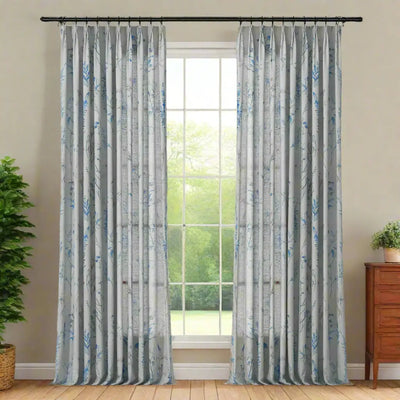 Holly Floral Pattern Boho Style Curtain Pleated -TWOPAGES