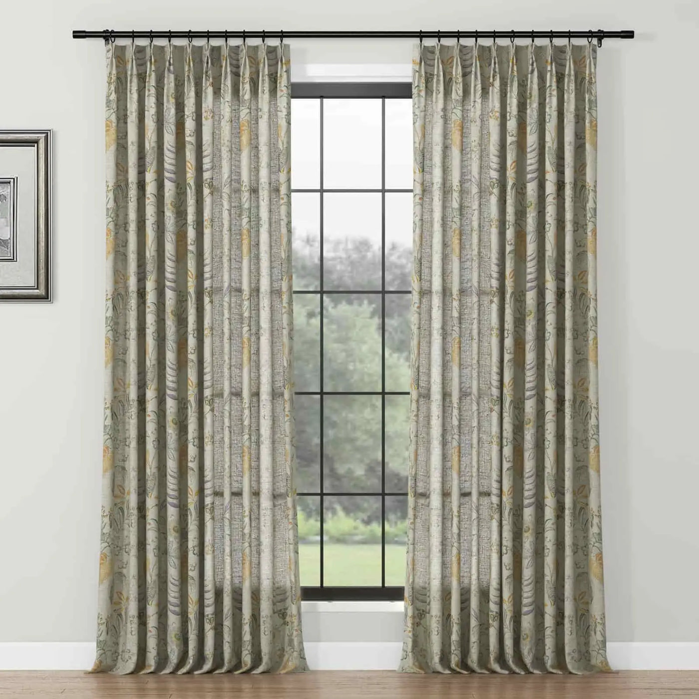 Holly Floral Pattern Boho Style Curtain Pleated TWOPAGES