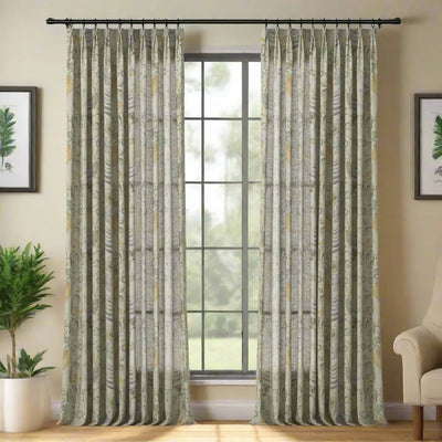 Holly Floral Pattern Boho Style Curtain Pleated -TWOPAGES
