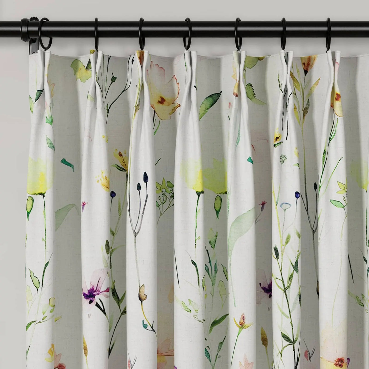 Holly Floral Pattern Boho Style Curtain Pleated TWOPAGES