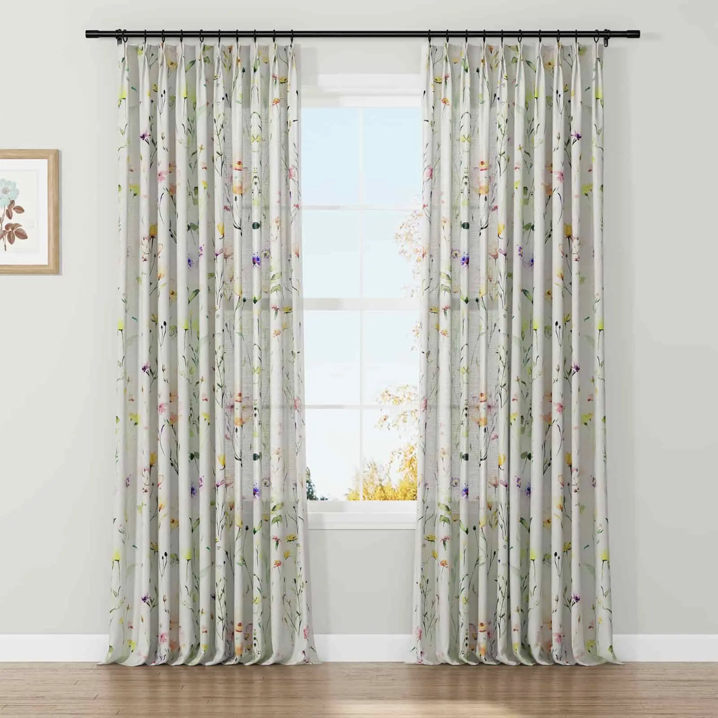 Holly Floral Pattern Boho Style Curtain Pleated TWOPAGES