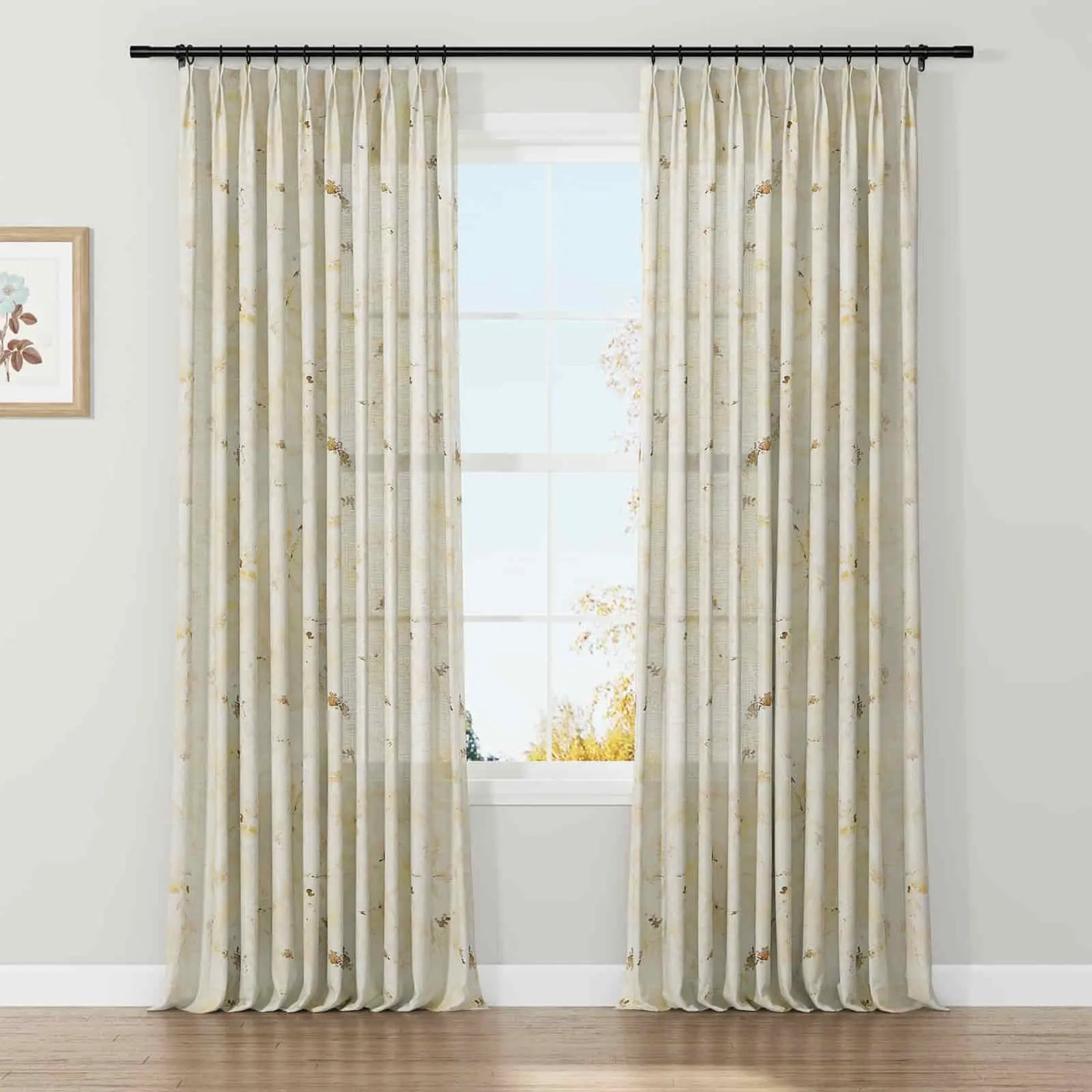 Holly Botanical Serenity Patterned Boho Curtains Pleated TWOPAGES