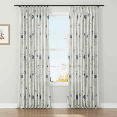 Holly Botanical Serenity Patterned Boho Curtains Pleated TWOPAGES