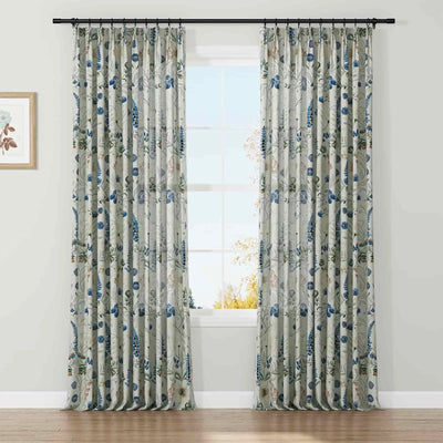 Holly Botanical Serenity Patterned Boho Curtains Pleated TWOPAGES