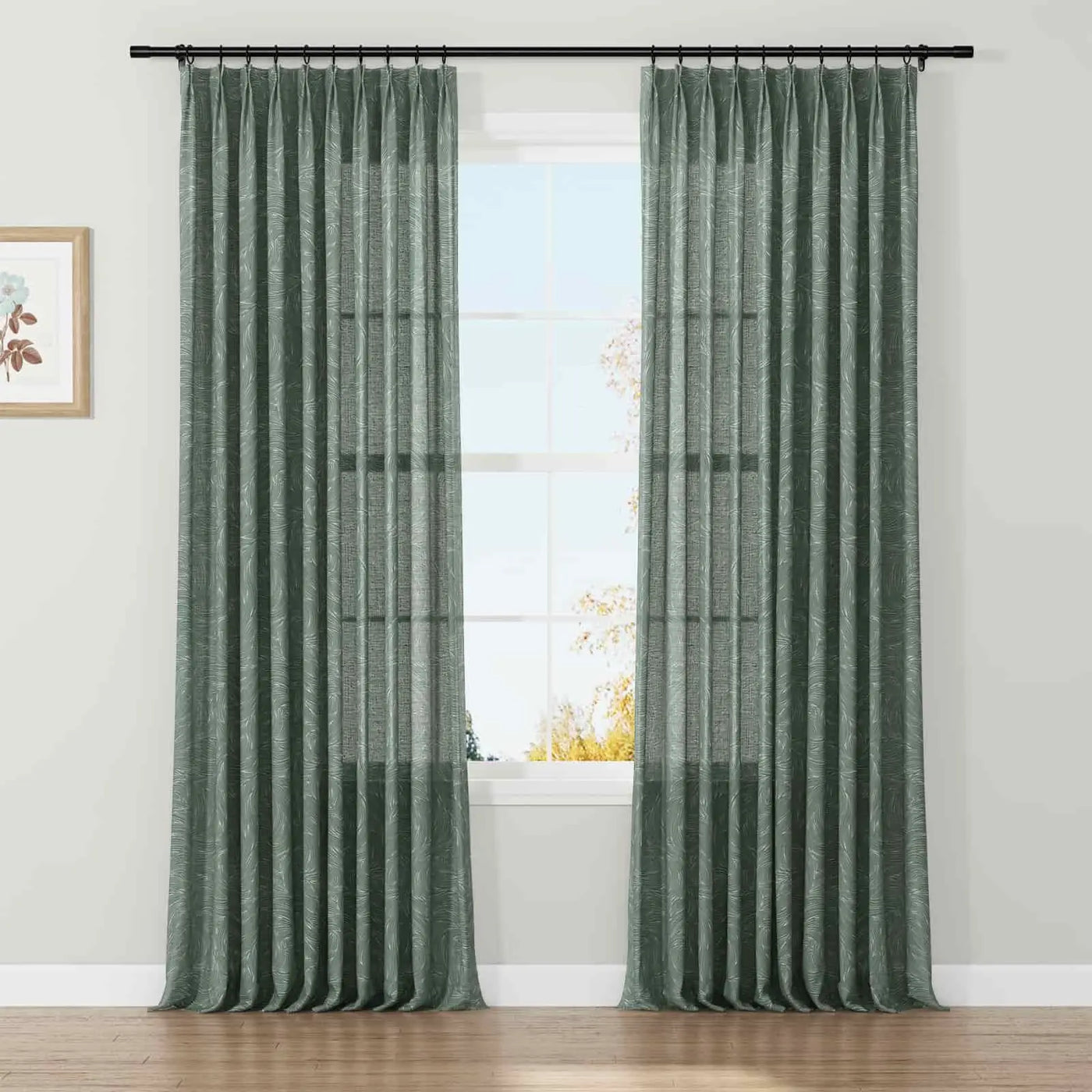 Holly Botanical Serenity Patterned Boho Curtains Pleated TWOPAGES