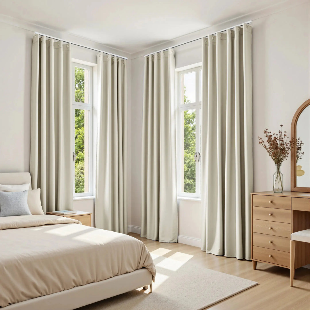 Gene 100% Blackout Soundproof Curtain Grommet with Track Kit -TWOPAGES