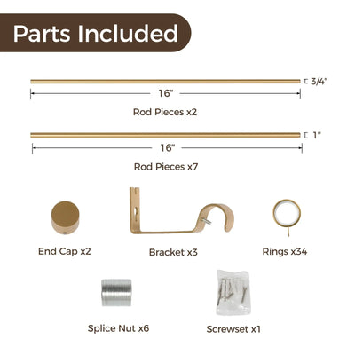 Jaylon Adjustable Curtain Splicing Roman Rods with Rings -TWOPAGES