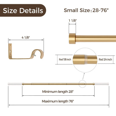 Jaylon Adjustable Curtain Splicing Roman Rods with Rings -TWOPAGES