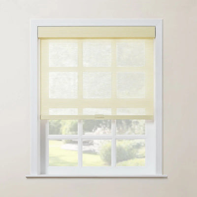 RAE Bamboo Roller Shades Interval Light Yellow - TWOPAGES Curtains