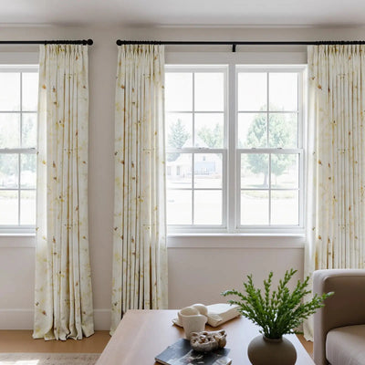 Holly Botanical Serenity Patterned Boho Curtains Pleated -TWOPAGES