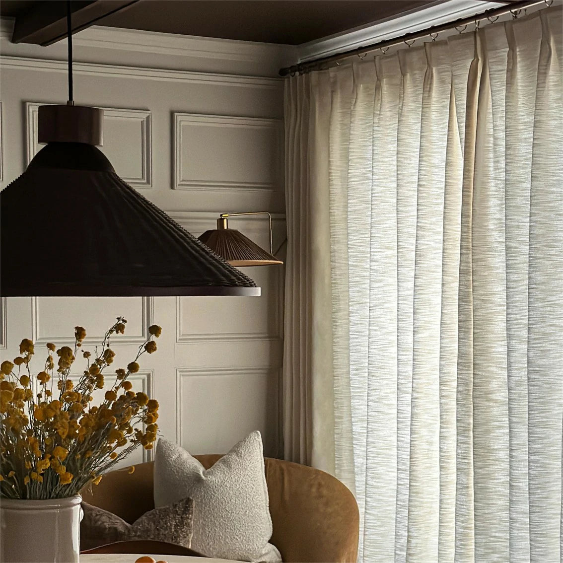 Cloe lvory Tailor Pleated Cotton Drapery