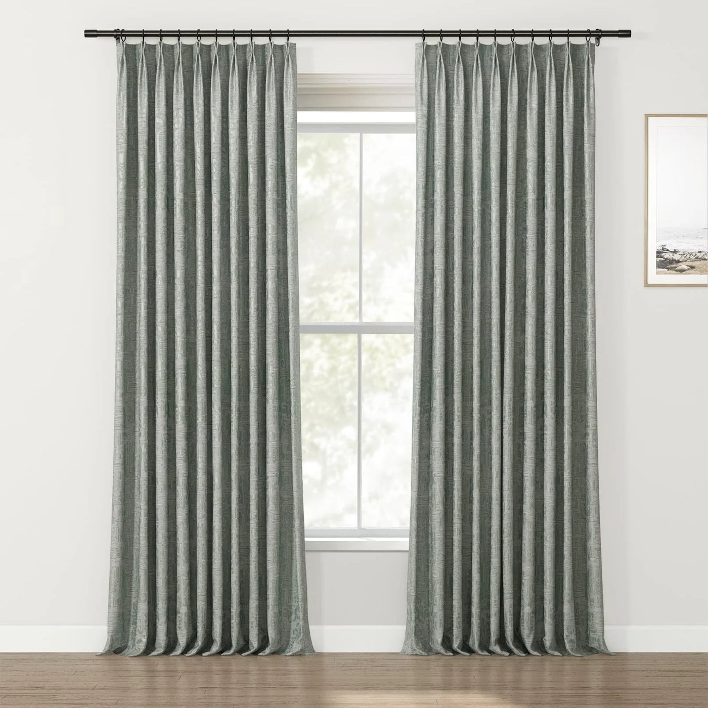 Lydia Vine Jacquard Curtain Pleated TWOPAGES