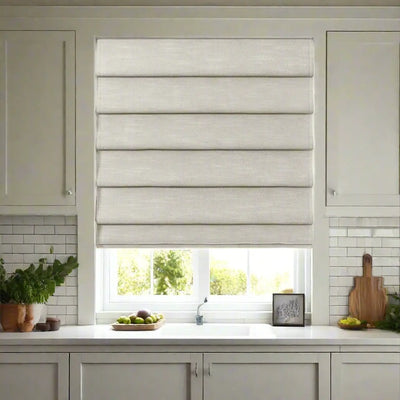 Jawara Linen Cotton Deco Fold Roman Shade Cordless -TWOPAGES